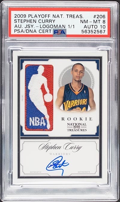 2009 10 Playoff National Treasures Rookie Patch Autograph Logoman Stephen Curry ALT July 2021